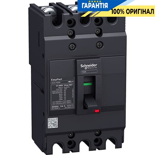 Автоматичний вимикач EasyPact 3-п 80А 15kA 400V 3P / 3T Schneider Electric EZC100N3080