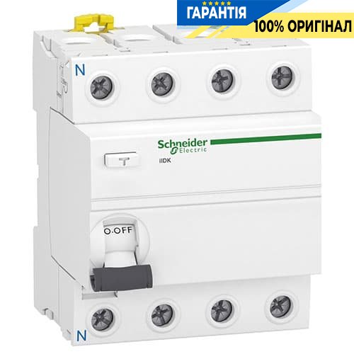Дифреле (УЗО) трёхфазное «Schneider Electric iID K» 4p 40 Aмер 30мА тип-AC A9R50440