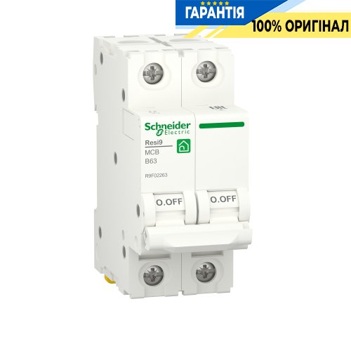 Автоматичний вимикач Schneider Electric Resi9 2P, 63A, B, 6kA R9F02263