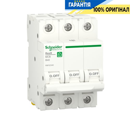 Автоматичний вимикач Schneider Electric Resi9 3P, 40A, B, 6kA R9F02340