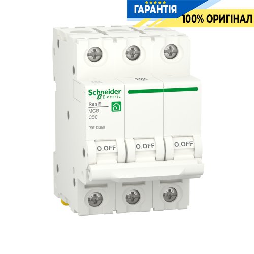 Автоматичний вимикач Schneider Electric Resi9 3P, 50A, C, 6kA R9F12350
