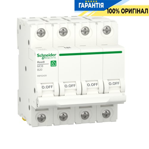 Автоматический выключатель Schneider Electric Resi9 4P, 20 A, B, 6kA R9F02420