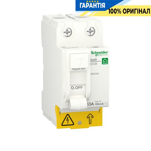 Выключатель дифференциального тока Schneider Electric Resi9 2P, 63A/0,1 AC R9R52263