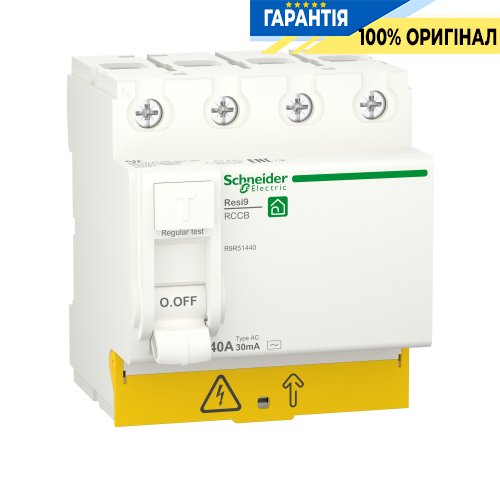 Выключатель дифференциального тока Schneider Electric Resi9 4P, 40A/0,03 AC R9R51440