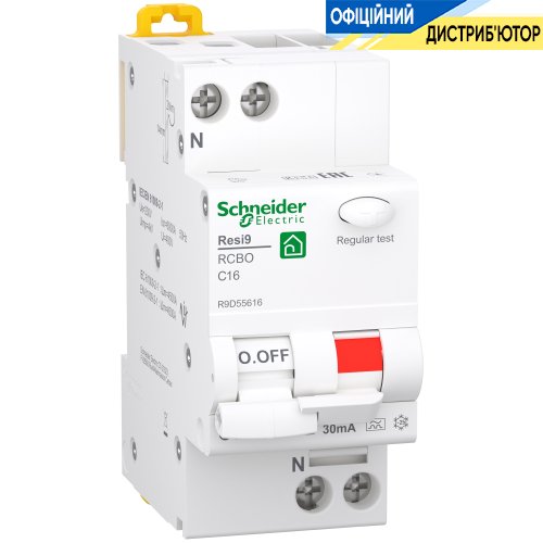 Дифавтомат Schneider Electric Resi9, 1P+N 16А/0,03/A R9D55616