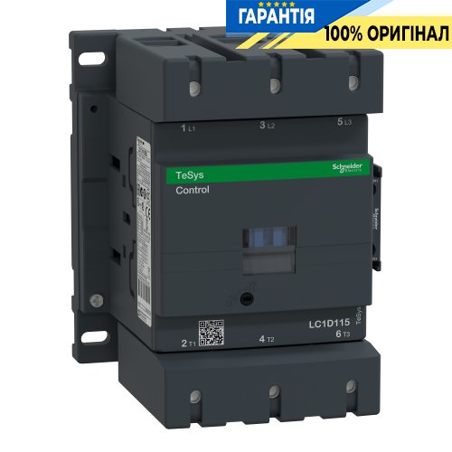 Контактор Schneider Electric Tesys 3-п. 115А 55kW НО+НЗ 24V DC LC1D115BD гвинтовий затискач