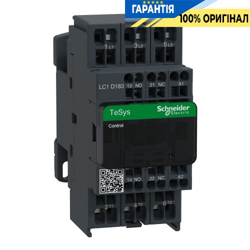 Контактор Schneider Electric Tesys 3-п. 18A 7,5kW НО+НЗ 24V AC LC1D183B7 пружинний затискач
