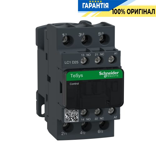 Контактор Schneider Electric Tesys 3-п. 25A НО+НЗ 24V AC LC1D25B7 гвинтовий затискач