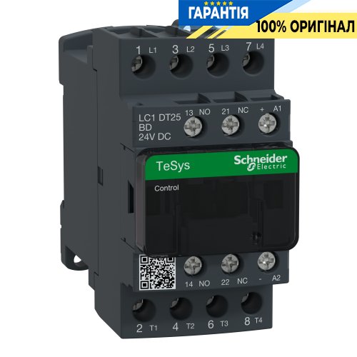 Контактор Schneider Electric Tesys 3-п. 25А НО+НЗ 24V DC LC1DT25BD гвинтовий затискач