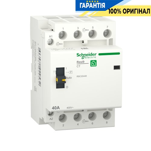 Контактор Schneider Electric Resi9 40 A, 3P+N, 4NO ~230В/50Гц R9C20440
