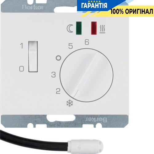 Регулятор температури підлоги, з датчиком, 250 В, полярно-біла, Berker K.1 20347109