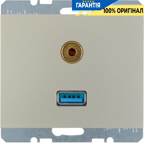 Розетка USB/3.5мм аудио, нержавеющая сталь, «K.5» Berker 3315397004