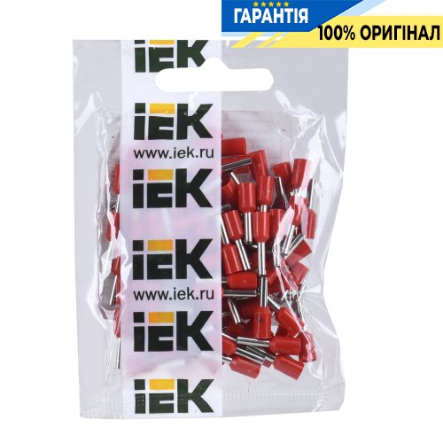 Накінечник-гільза IEK UGN10-D15-03-08 Е1508 1,5 мм² з ізольованим фланцем (100 шт/упак)