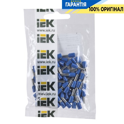 Накінечник-гільза IEK UGN10-D25-04-08 Е2508 2,5 мм² з ізольованим фланцем (100 шт/упак)