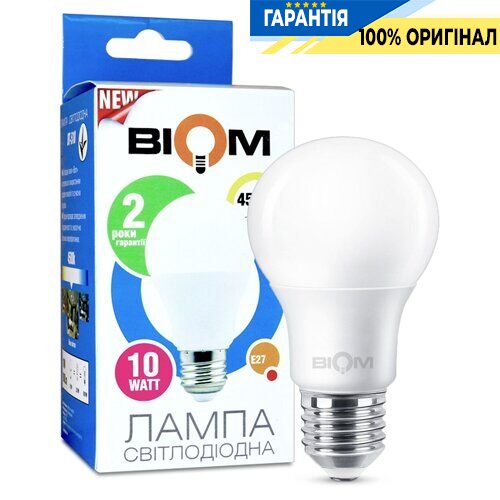 LED-лампа Biom BT-510 A60 10W E27 4500К матовая (1430)