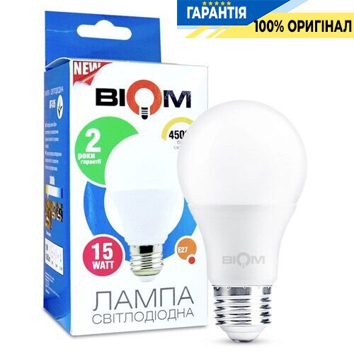 LED-лампа Biom BT-516 A60 15W E27 4500К матовая (1434)