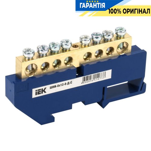 Шина N «ноль» на DIN-изол. ШНИ-8х12-8-Д-C IEK, (YNN10-812-8D-K07)