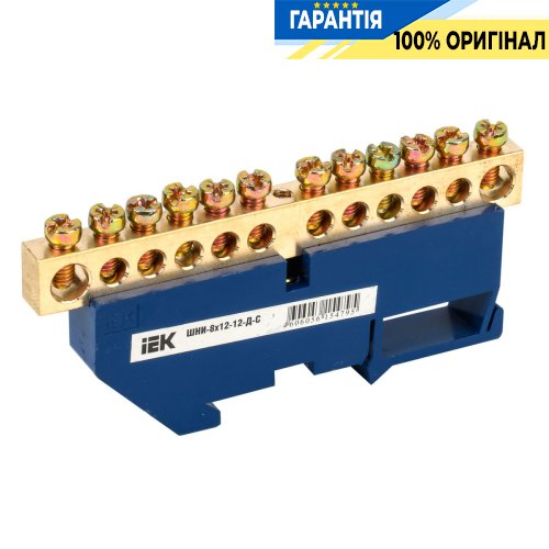 Шина N «ноль» на DIN-изол. ШНИ-8х12-12-Д-C IEK, (YNN10-812-12D-K07)