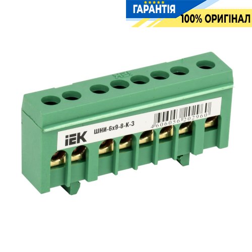 Шина PE «земля» в корп изол. на DIN-рейку ШНИ-6х9- 8-К-З IEK, (YNN10-69-8KD-K06)