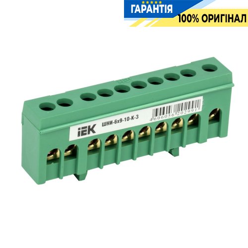 Шина PE «земля» в корп изол. на DIN-рейку ШНИ-6х9-10-К-З IEK, (YNN10-69-10KD-K06)