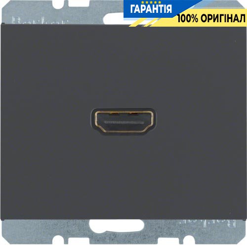 HDMI-розетка, підключення ззаду під кутом 90 град., Антрацит, Berker K.1 3315437006
