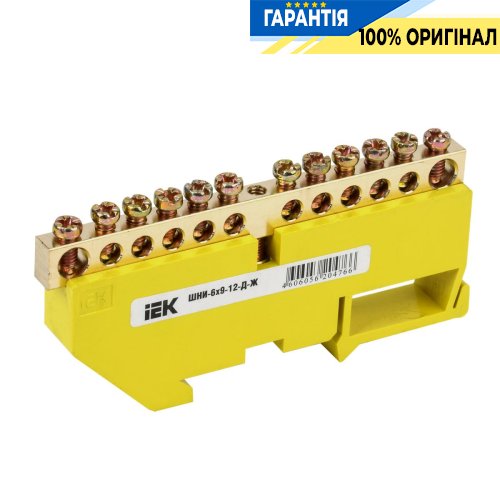 Шина PE «земля» на DIN-изол. ШНИ-6х9-12-Д-Ж IEK, (YNN10-69-12D-K05)