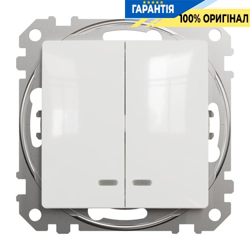 Вимикач із підсвічуванням 2-кл Schneider Electric «Sedna Design» SDD111105L, колір - білий