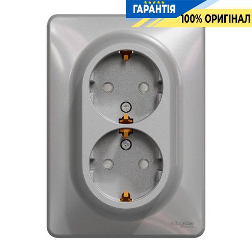 Розетка 2-а з з/к зі шторками Schneider Electric Sedna Design SDD313221, колір - алюміній