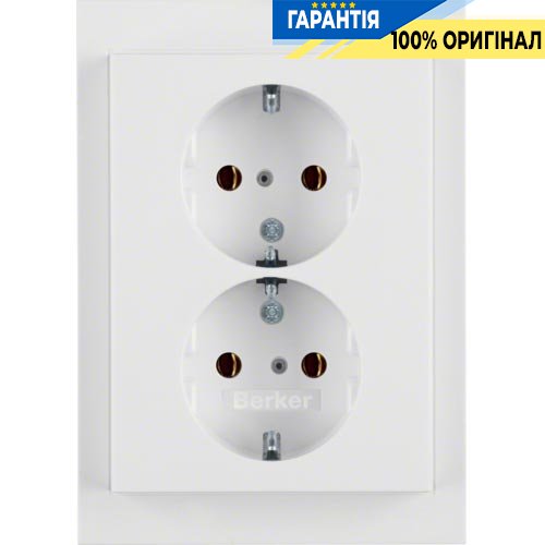 Розетка з з/к подвійна, полярно-біла, 16А / 250В Berker K.1 47537009