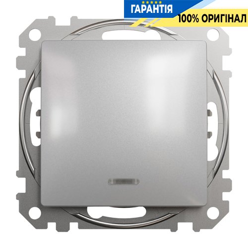Вимикач із підсвічуванням 1-кл Schneider Electric «Sedna Design» SDD113101L, колір - алюміній