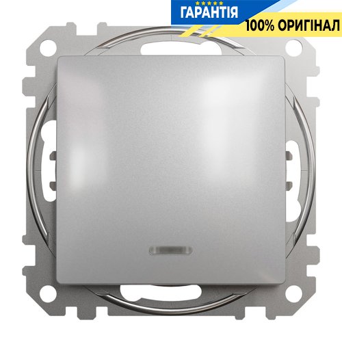 Перемикач із підсвічуванням 1-кл Schneider Electric «Sedna Design» SDD113106L, колір - алюміній
