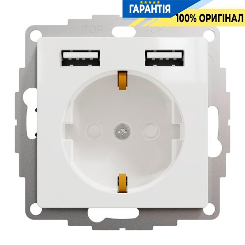 Розетка із заземленням + 2 USB тип Schneider Electric «Sedna Design» SDD111052, колір - білий