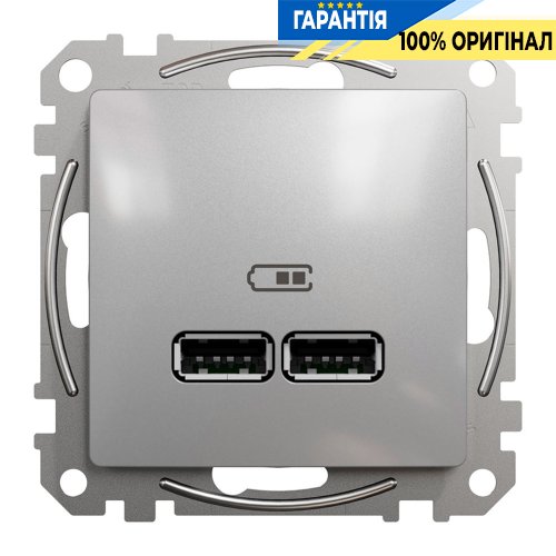 USB розетка тип A+A 2,1A Schneider Electric Sedna Design SDD113401, колір - алюміній