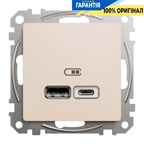 USB розетка тип A+C 2,4A Schneider Electric Sedna Design SDD112402, колір - бежевий