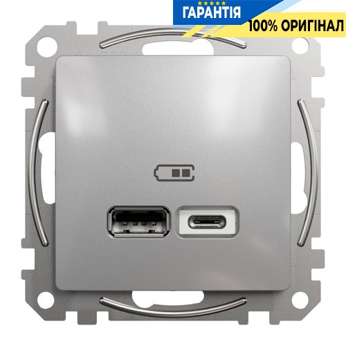 USB розетка тип A+C 2,4A Schneider Electric Sedna Design SDD113402, колір - алюміній
