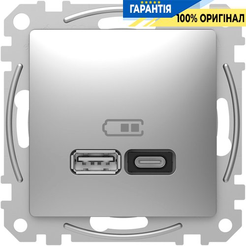 USB розетка тип A+C (45 Вт) Schneider Electric Sedna Design SDD113404, колір - алюміній