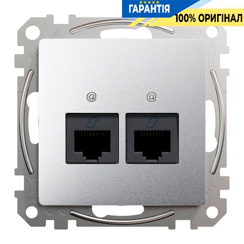 Комп'ютерна розетка 2-місна RJ45 кат. 5е UTP Schneider Electric "Sedna Design" SDD113452, колір - алюміній