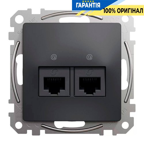 Комп'ютерна розетка 2-місна RJ45 кат. 5е UTP Schneider Electric «Sedna Design» SDD114452, колір - чорний