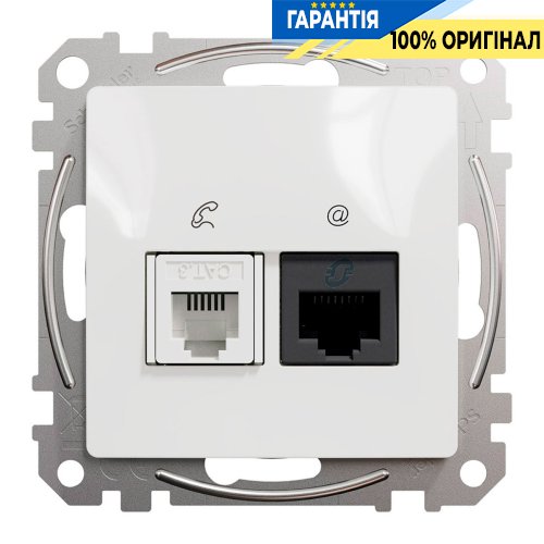 Розетка телекомунікаційна RJ45+RJ11 6UTP Schneider Electric Sedna Design SDD111468, колір - білий