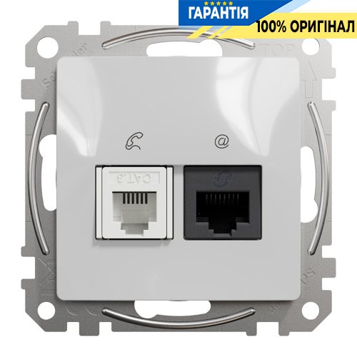 Розетка телекомунікаційна RJ45+RJ11 6UTP Schneider Electric Sedna Design SDD113468, колір - алюміній