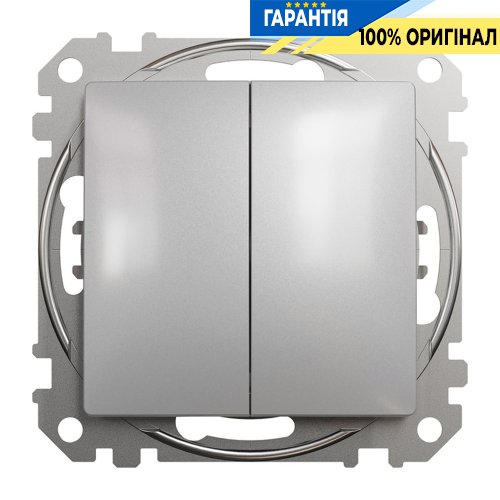 Кнопковий 2-кл вимикач 10A Schneider Electric Sedna Design SDD113118, колір - алюміній