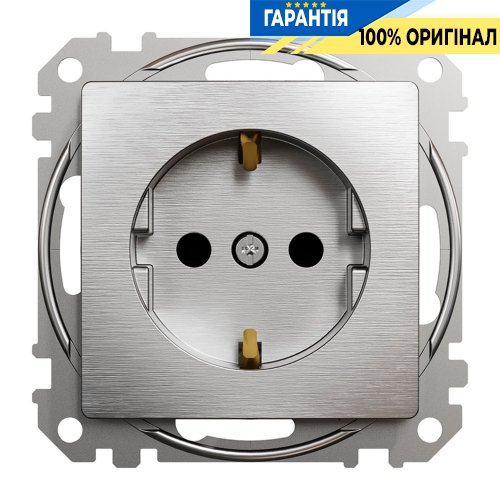 Розетка зі шторками Schneider Electric «Sedna Elements» SDD170022, колір - матовий алюміній
