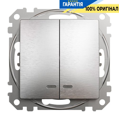 Выключатель с подсветкой 2-кл Schneider Electric «Sedna Elements» SDD170105L, цвет - матовый алюминий