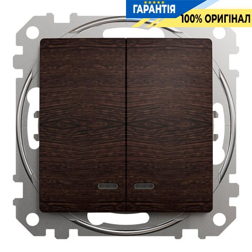Вимикач із підсвічуванням 2-кл Schneider Electric «Sedna Elements» SDD181105L, колір - венге