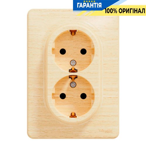 Розетка 2-а з з/к зі шторками Schneider Electric Sedna Elements SDD380221, колір - береза