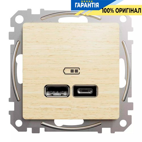 USB розетка тип A+C 2,4A Schneider Electric «Sedna Elements» SDD180402, цвет - береза