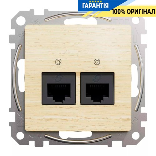 Комп'ютерна розетка 2-а. RJ45 кат. 5е UTP Schneider Electric Sedna Elements SDD180452, колір - береза