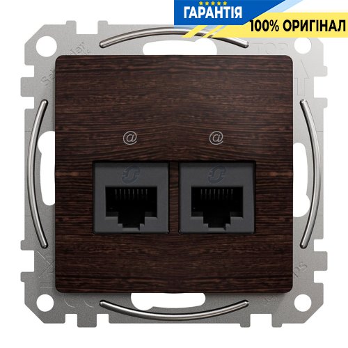 Комп'ютерна розетка 2-а. RJ45 кат. 5е UTP Schneider Electric "Sedna Elements" SDD181452, колір - венге