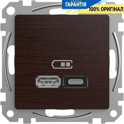 USB розетка тип A+C (45 Вт) Schneider Electric Sedna Elements SDD181404, колір - венге