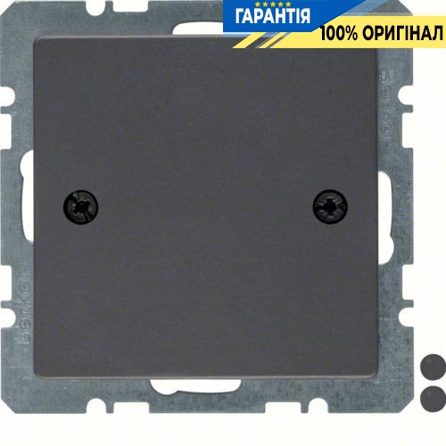 Заглушка з центральною панеллю, антрацит, Berker «Q.1» «Q.3» «Q7» 10096076